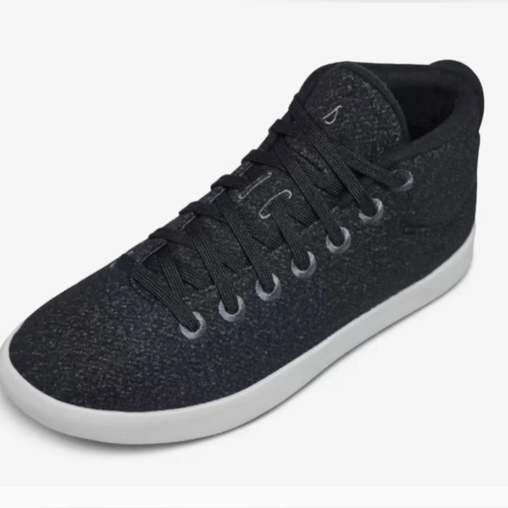 Allbirds Mens Wool Piper Mid Black Fashion Sneaker Size 9